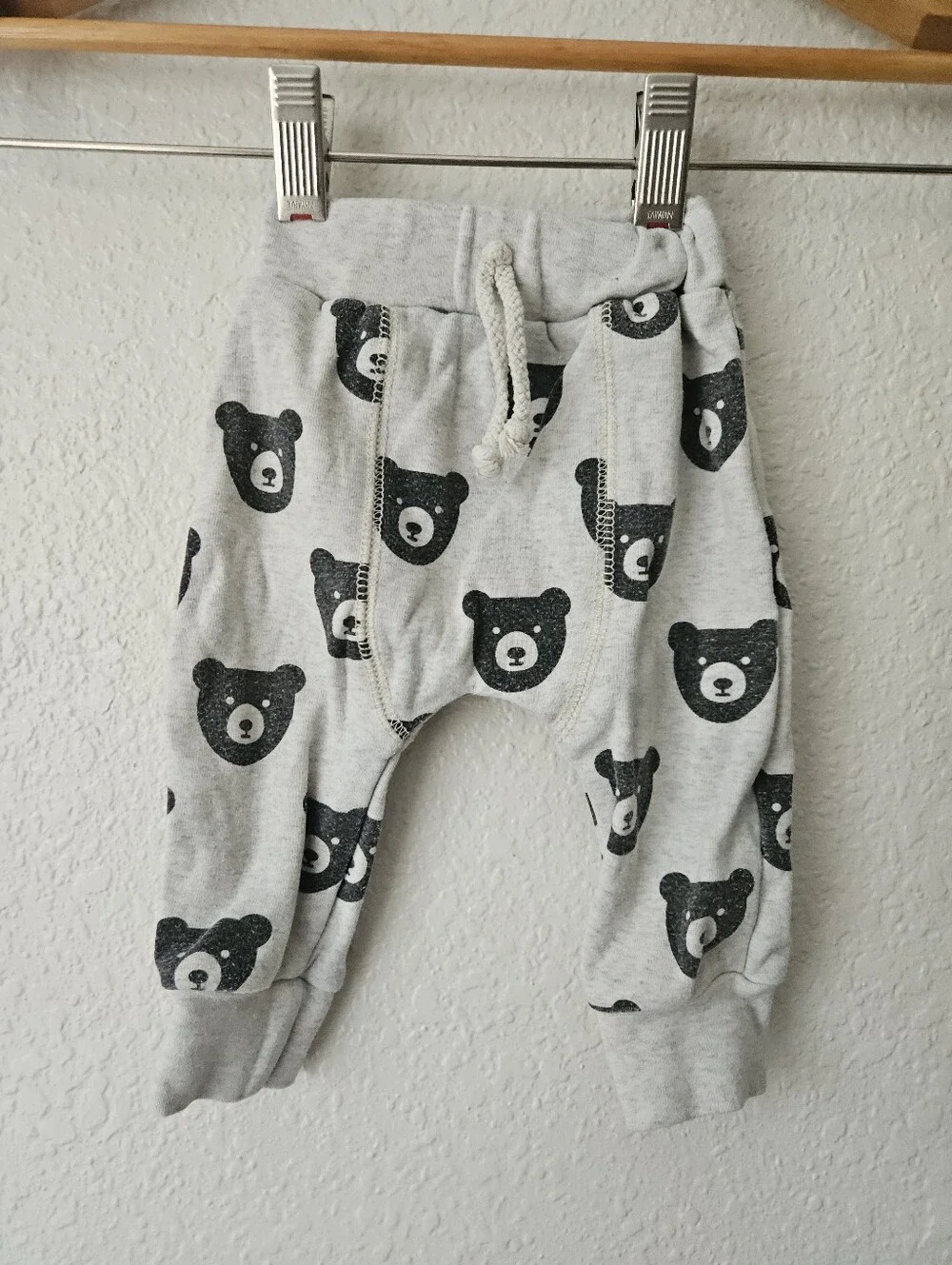 little one shop cotton bear gray sweatpants, 3 - 6 months